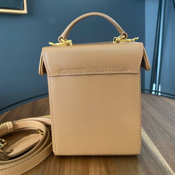 Mark Cross Grace CUBE BOX Bag Beige NEW Leather Cross Body Mini Bag AUTHENTIC 🥰 - Picture 5 of 14